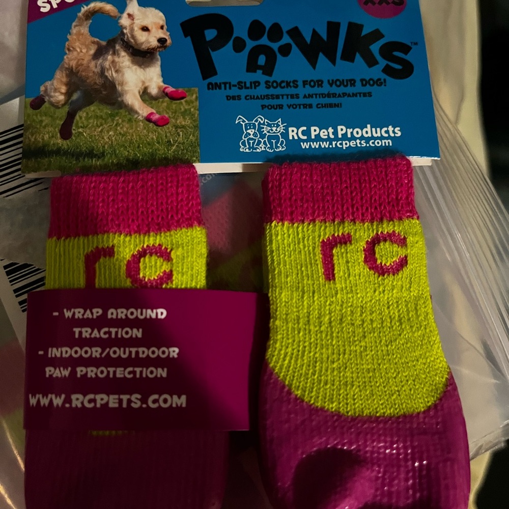 Brand-new PAWKS Anti-slip dog socks. XXS